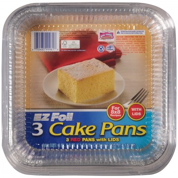 EZ Foil 3 Cake Pans with Lid