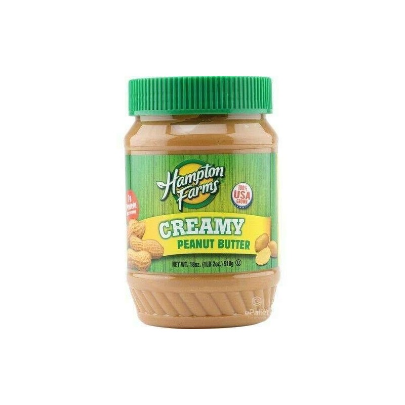 Hampton Farms Creamy Peanut Butter  18 Oz